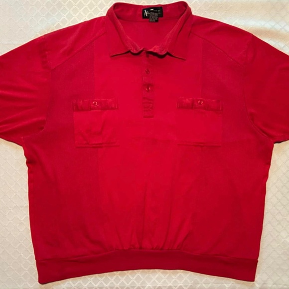 Size 3X Men's Alan Stuart Red Short Sleeve Polo Style Waistband - Picture 2 of 8